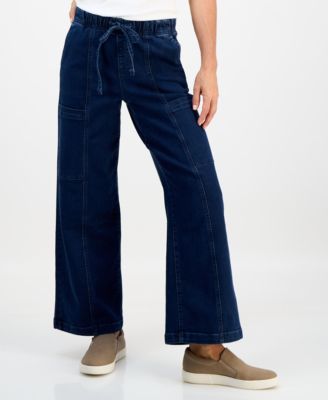 Petite Wide-Leg Utility Jeans, Macy's Exclusive