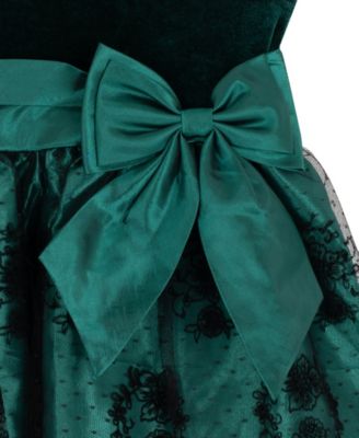 Girls' 2T-6X Bow Applique Border Mesh Dress