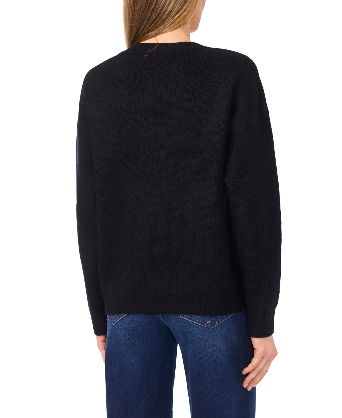 Cece Women's Sequin Bow Pull On Sweater In Black