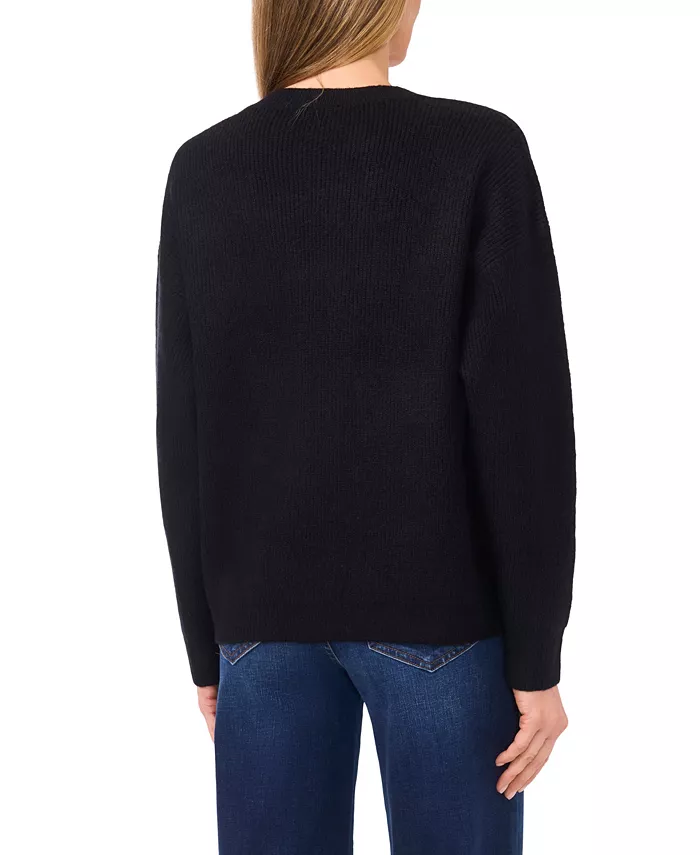 Women's Sequin Bow Pull On Sweater - thumbnail 3