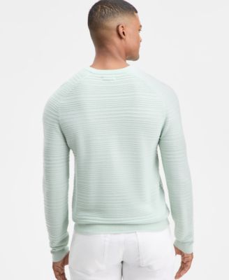 Men's Long-Sleeve Merino Exposed Raglan Textured Crewneck Sweater