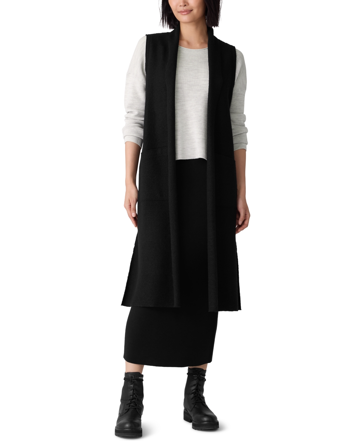 Eileen Fisher Women's Shawl Collar Vest In Black