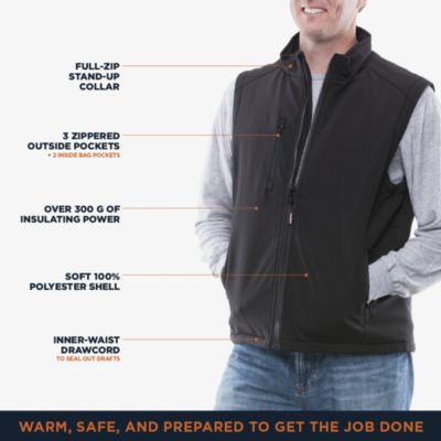 Men's Softshell Vest - Cold Weather, Wind/Water Repellent for Work & Outdoors