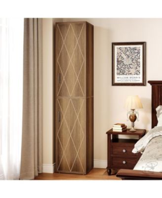 75.39-Inch Tall Wood Storage Cabinet with 6 Shelves, Narrow Kitchen Pantry