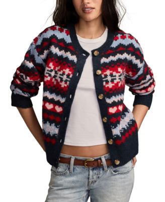 Women's Fair Isle Crew Neck Cardigan Sweater