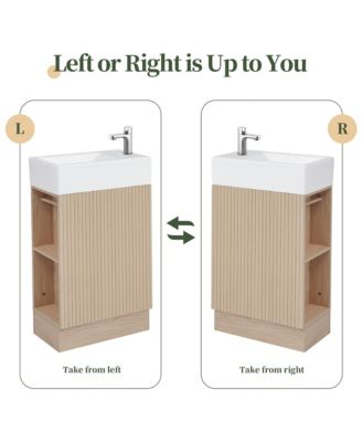 18.6" Bathroom Vanity with Sink, Two-Tier Shelf, Left or Right Orientation, Bathroom Cabinet