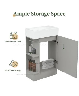 18.6" Bathroom Vanity with Sink, Two-Tier Shelf, Left or Right Orientation, Bathroom Cabinet