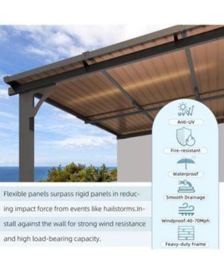 12'x10' Adjustable Height Wall Mounted Outdoor Gazebos Pergola