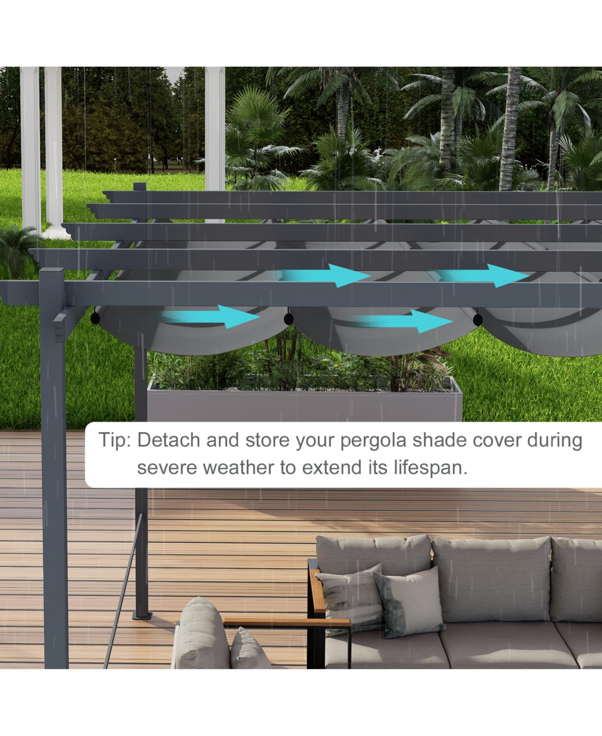 Aoodor Pergola Shade Cover for 10 x 12 ft Outdoor Pergola with Waterproof for Outdoor Patio, Brown/Gray (Cover Only)