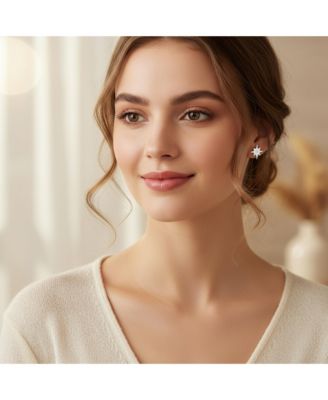 Trendy Petite CZ Accent Celestial Astrology Shinning Polaris North Star Stud Earrings .925 Sterling Silver