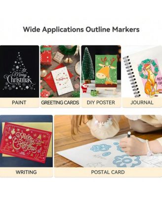 36 Colors Double Line Outline Pens,Self-Outline Metallic Markers Glitter Writing Drawing Pens For Card Writing, DIY Art Crafts Back To School