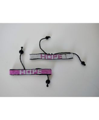 Breast Cancer Awareness Handmade Beaded Bracelet – Pink with White HOPE