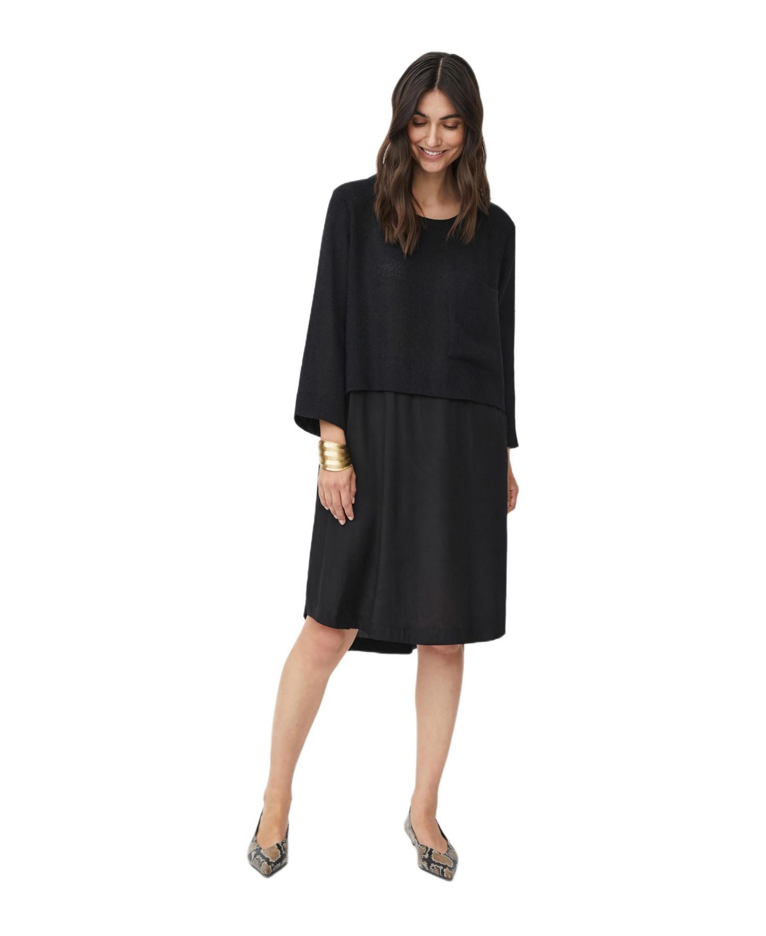 Women's MaNonah 3/4 Sleeve Layered Dress