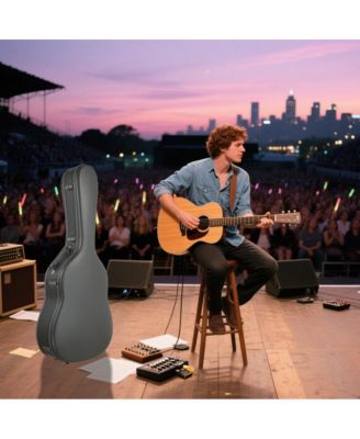Ultralight EPP Acoustic Guitar Case with Headstock Protector 40/41 Inch Hard Shell Carrying Case with Shoulder Straps for Gig Travel Black