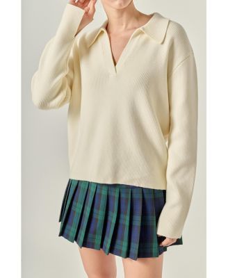 Women's Oversized Collar Knit Top