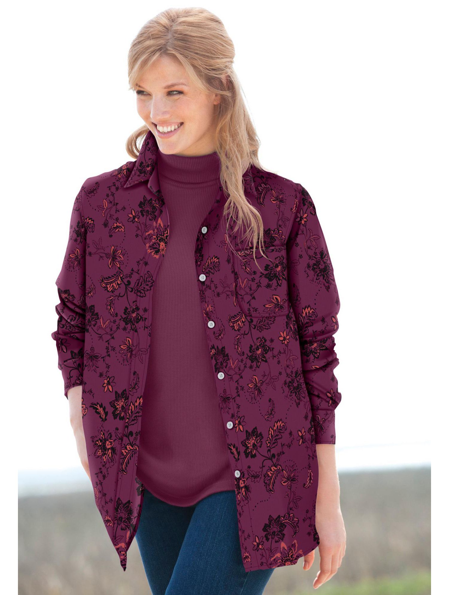 Plus Size Within Soft Faux Suede Shirt