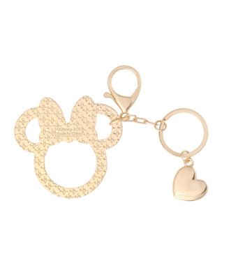 Minnie Mouse Outline Keychain with Crystal Bow and Heart Charm
