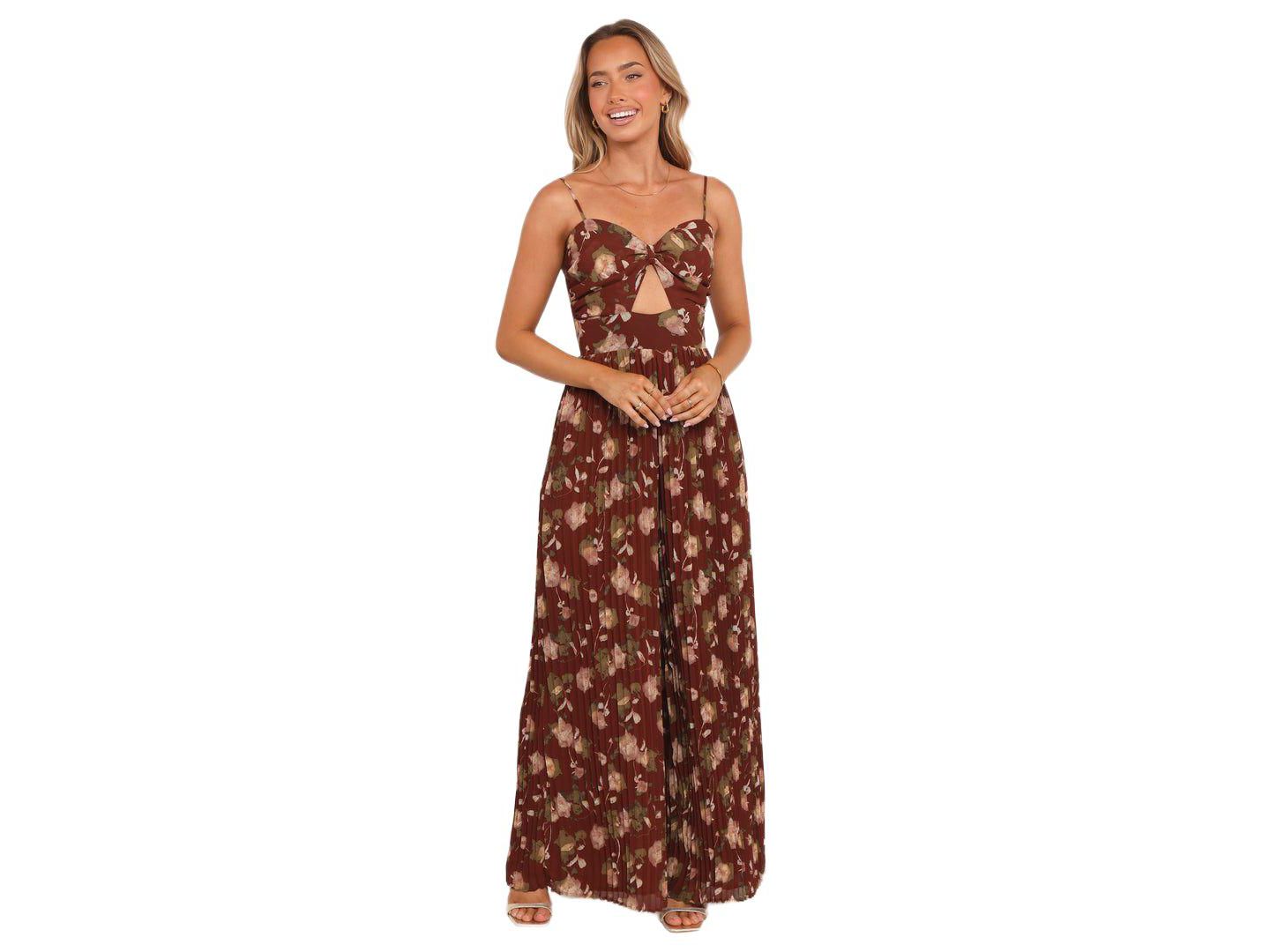 Женский комбинезон Petal and Pup Alice Wide Leg Jumpsuit - Brown Floral, цвет: Коричневый — фото 1