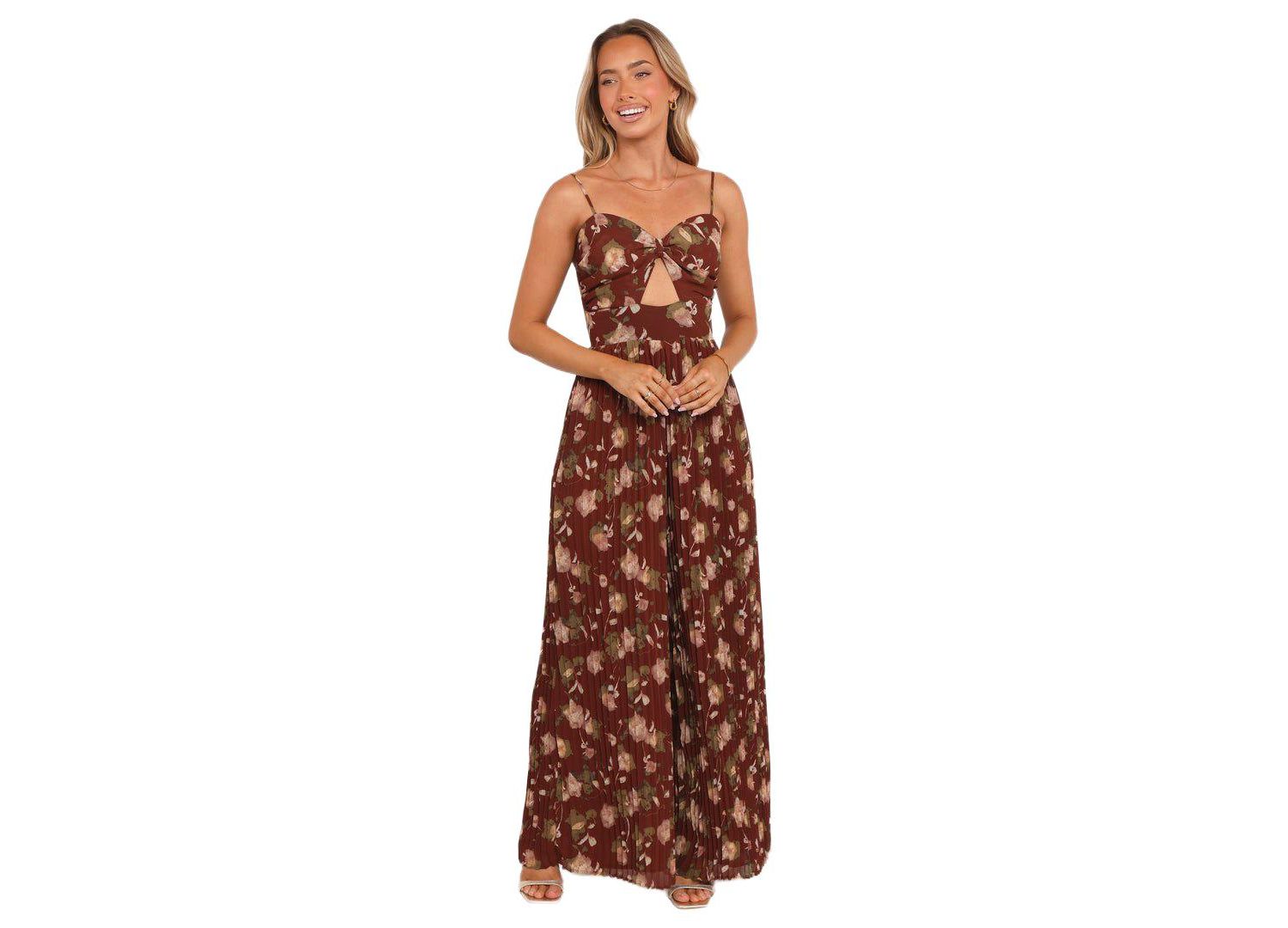 Women's Alice Wide Leg Jumpsuit - Brown Floral