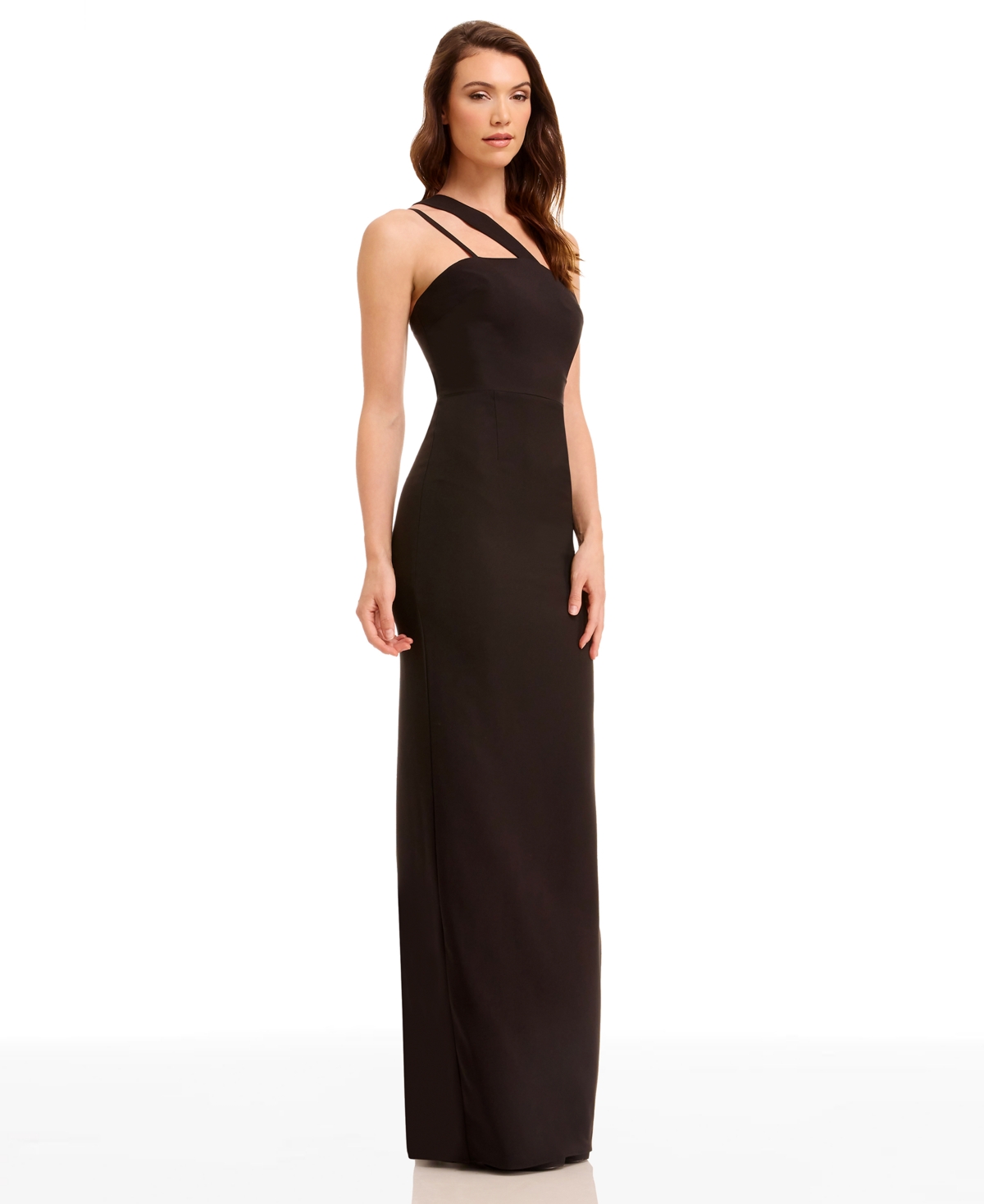 Dress The Population April Asymmetric Midi Dress In Black