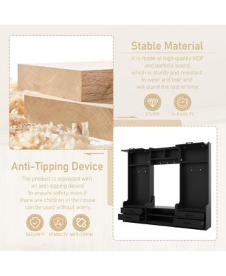 4-in-1 Detachable Hall Tree with Storage and 7 Hooks, Multiple Functions Hallway Coat Rack with Storage Drawers and Cabinet, Shoe Bench