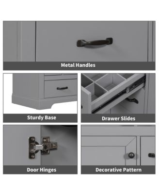 36" Bathroom Vanity with Sink Combo, Six Drawers with Multi-Functional Drawer Divider and Adjustable Shelf