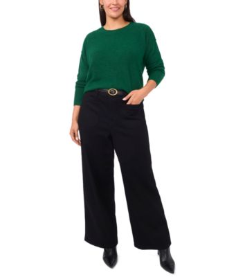 Plus Size Cozy Crewneck Long-Sleeve Extend-Shoulder Sweater