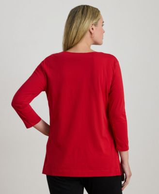 Plus Size Jersey Three-Quarter-Sleeve Tunic
