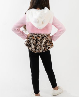 Girls' 2T-6X Long-Sleeve Top, Vest and Leggings, 3-Piece Set