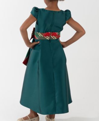 Girls' 2T-6X Mikado Plaid Hi-Lo Dress