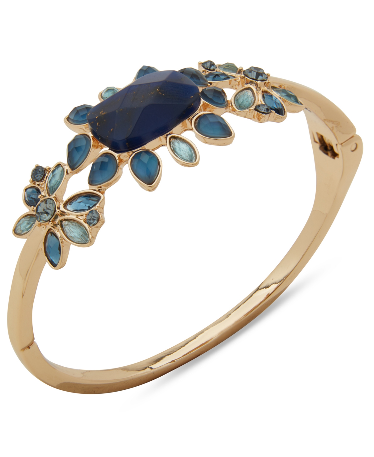Lonna & Lilly Gold-tone Blue Stone Cluster Bangle Bracelet In Gold