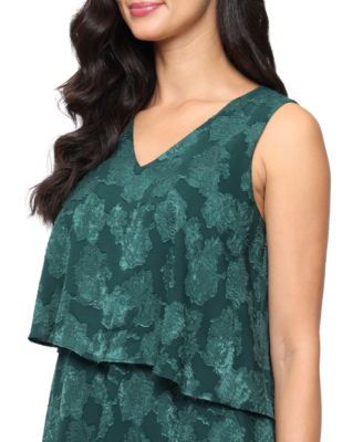 Women's Sleeveless Burnout V-Neck Asymmetric Tiers Dress