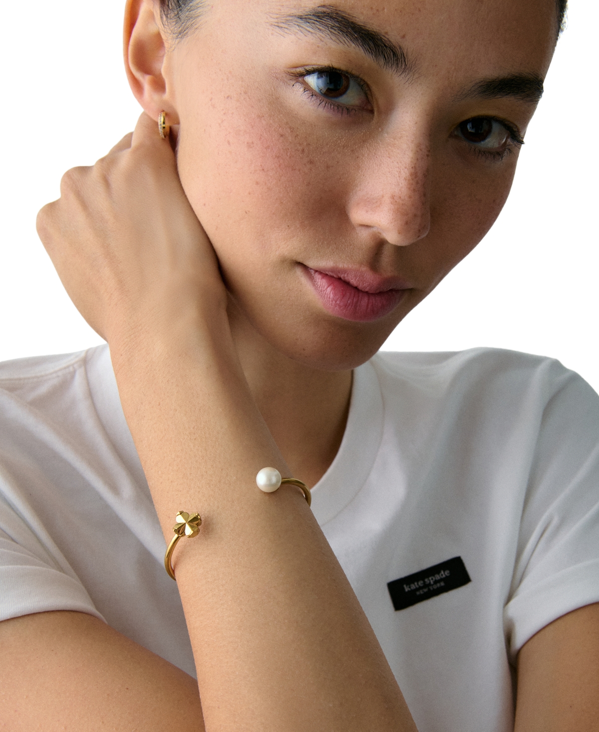 Kate Spade Imitation Pearl And Cubic Zirconia Flower Bracelet (also In Gold-tone) In Gold