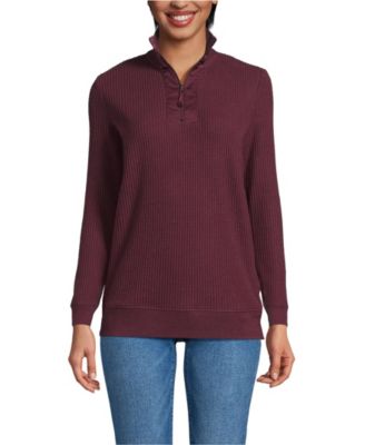 Women's Long Sleeve Waffle Quarter Zip Pullover