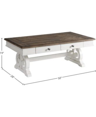 50x28x19-Inch Rustic Knotty Oak Veneer and Hardwood Two-Toned Coffee Table