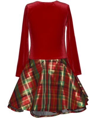 Girls' 7-16 Long-Sleeve Plaid Hipster Dress