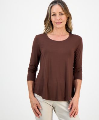 Petite 3/4-Sleeve Scoop Neck Top, Exclusively at Macy's