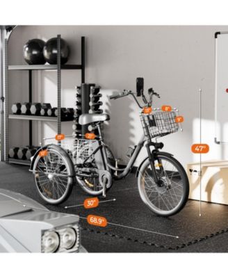 Adult Cargo Electric Trike, 24" 3-Wheel Bike with Removable 48V/13Ah Battery, Front & Rear Basket