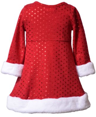 Baby Girls' Long-Sleeve Foiled Dot Santa Dress