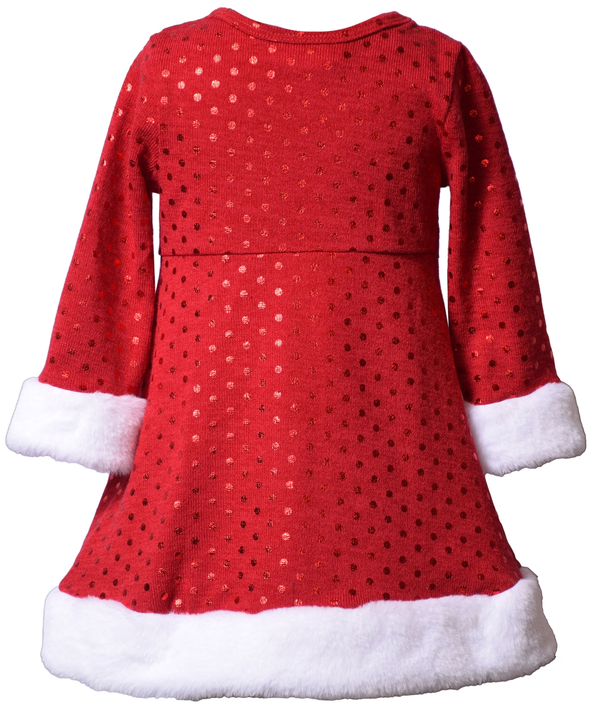 Bonnie Baby Girls Long Sleeve Foiled Dot Santa Dress