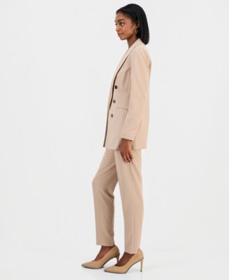 Women's Bi-Stretch Faux Double-Breasted Boyfriend Jacket, Scoop-Neck Camisole & Bi-Stretch Straight-Leg Dress Pants, Macy's Exclusive