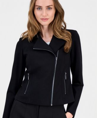 Women's Notched Collar Knit Moto Jacket