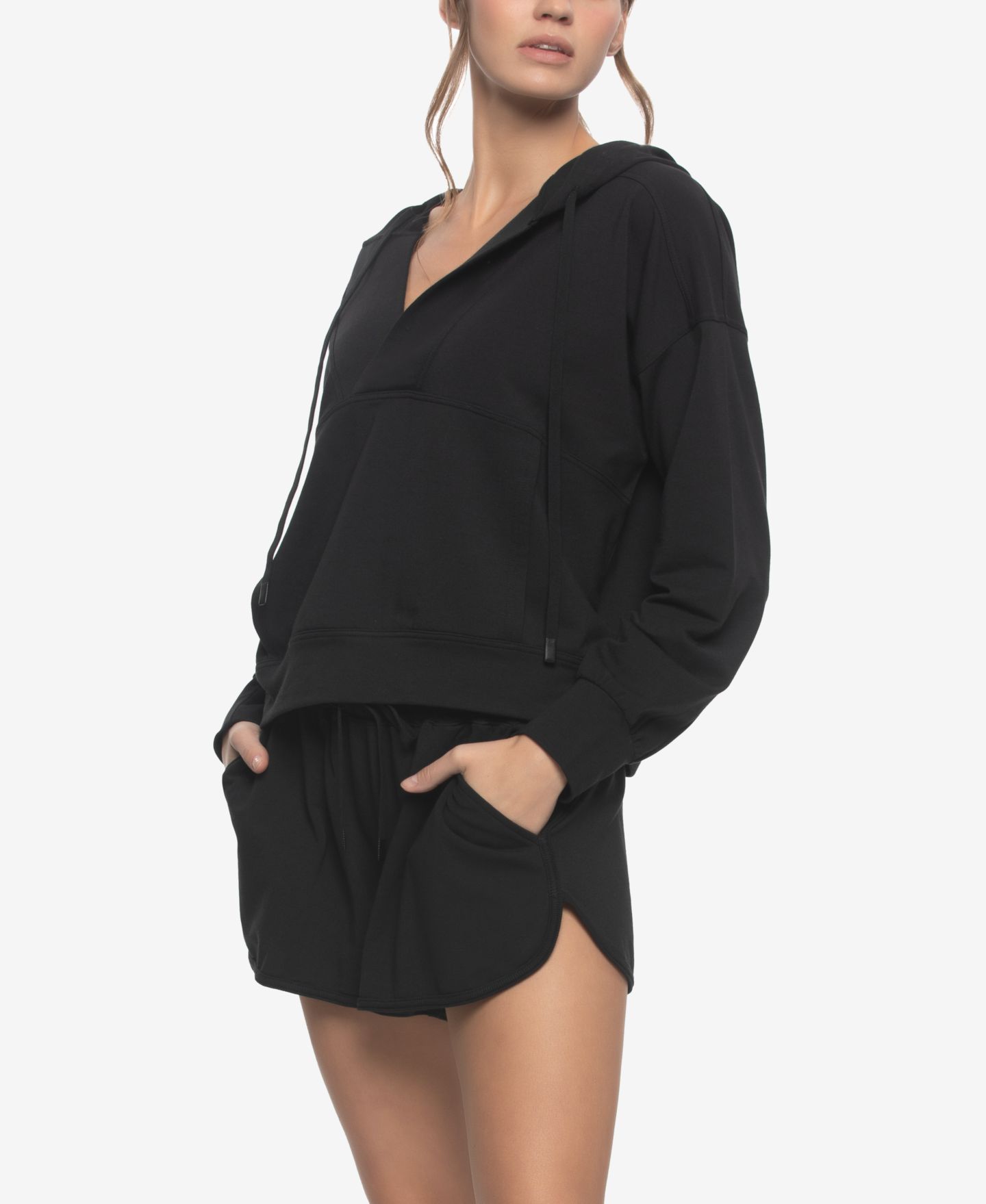 Женское худи Felina Regular Kimora French Terry Sweatshirt with Shorts, цвет: Чёрный — фото 2