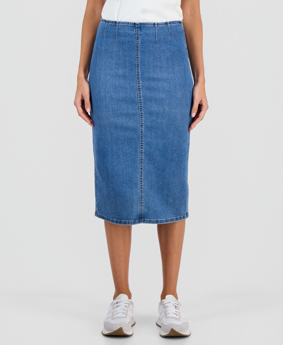 And Now This Petite Denim Pencil Midi Skirt, Macy's Exclusive