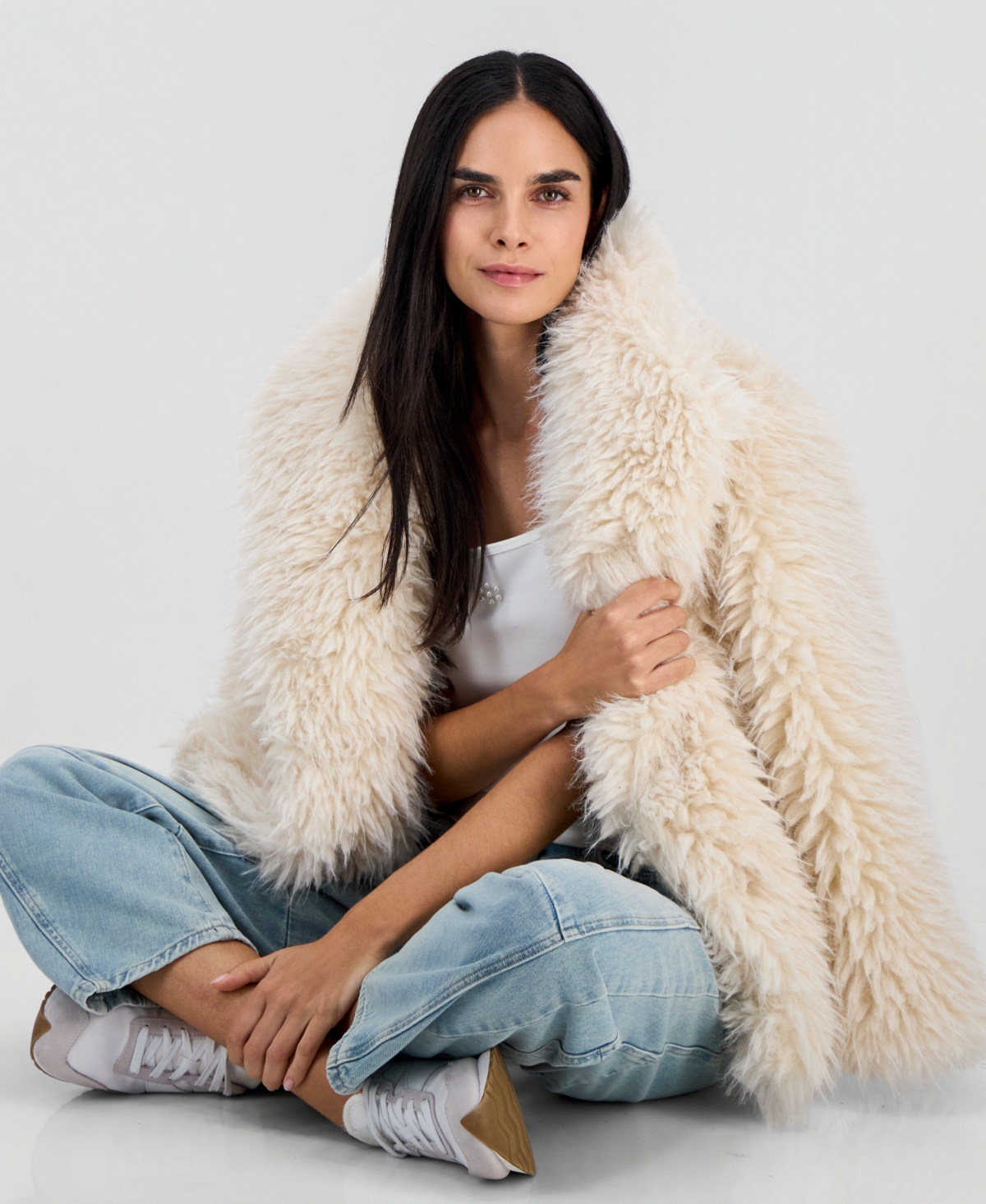 And Now This Petite Shaggy Faux-Fur Jacket, Macy's Exclusive