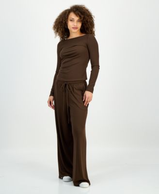 Petite Rib-Knit Asymmetric Top, Macy's Exclusive 