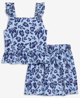 Girls' 5-20 Floral-Print Challis Top & Skirt, 2-Piece Set