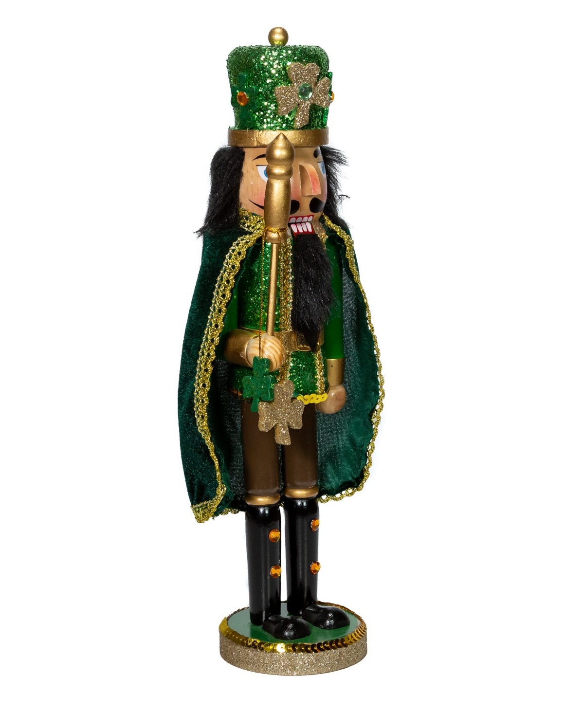 Kurt Adler 15-inch Irish Nutcracker With Cape In Green