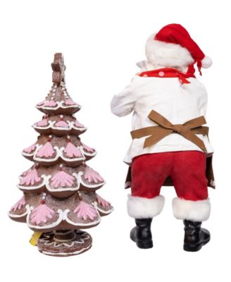 Fabrich&eacute; 10.5" Santa Decorating Gingerbread Tree, 2-Pc. Set
