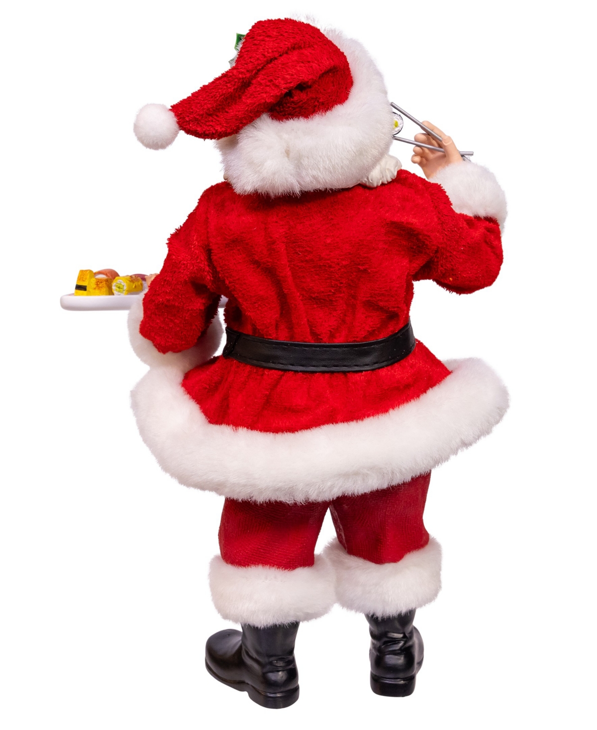 Kurt Adler 10.5-inch Fabriche Santa With Sushi Platter In Red
